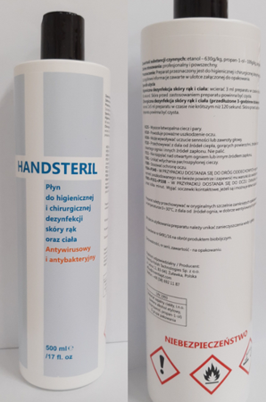 HANDSTERIL - Płyn do higienicznej i chirurgicznej dezynfekcji skóry rąk oraz ciała 500ml, EAN 