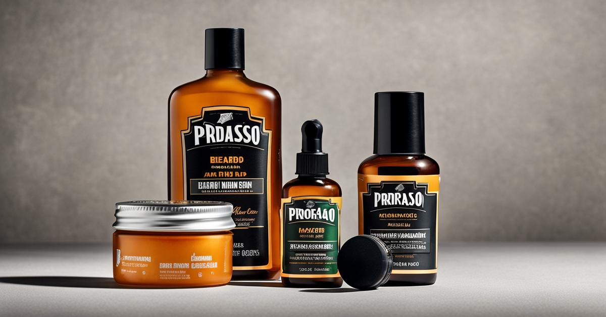 Produkty do pielęgnacji brody Proraso: olejek, balsam i szampon.