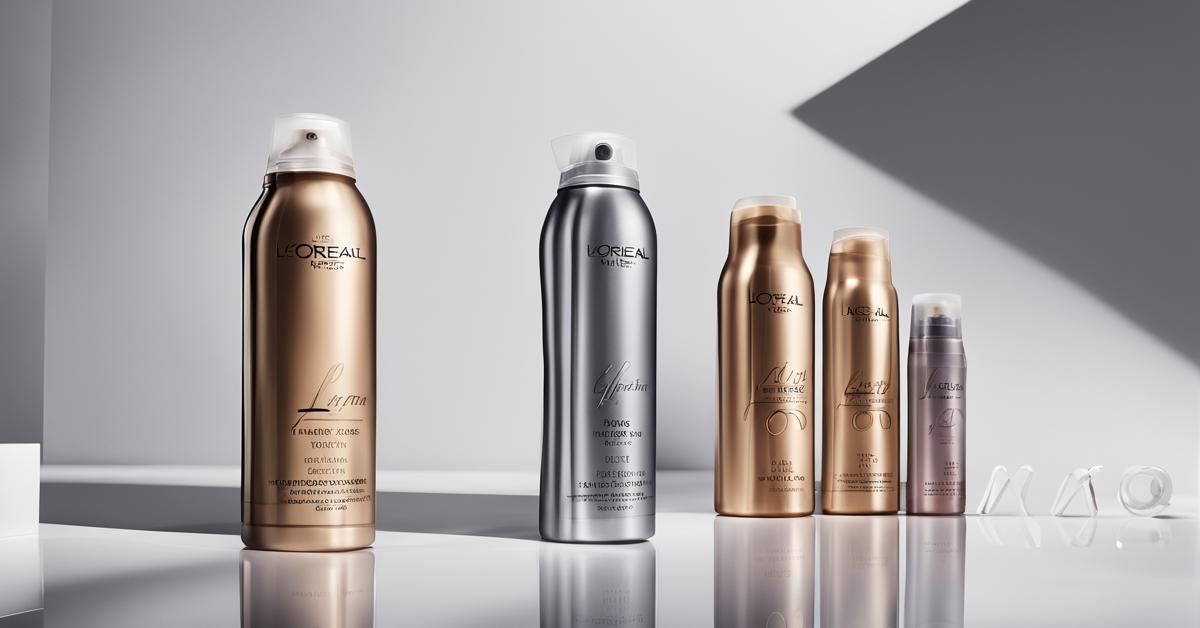 Różne pojemności lakieru do włosów Infinium, 300ml i 500ml, minimalistyczne tło.