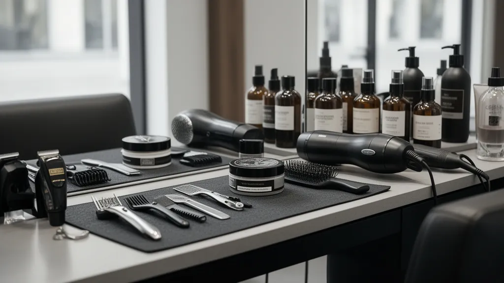 Profesjonalne akcesoria barberskie do tworzenia modnych stylizacji i fajne fryzury męskie w nowoczesnym salonie.
