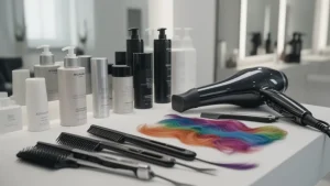 Profesjonalne narzędzia fryzjerskie i produkty do pielęgnacji włosów w nowoczesnym salonie – inspiracje na modne fryzury 2026.