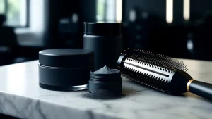 Profesjonalne kosmetyki do stylizacji włosów używane do uzyskania efektu, jakim jest nowa fryzura Rutkowskiego.